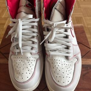 Nike White and Red High-Top Sneakers. Gently used, like new. Get em now!